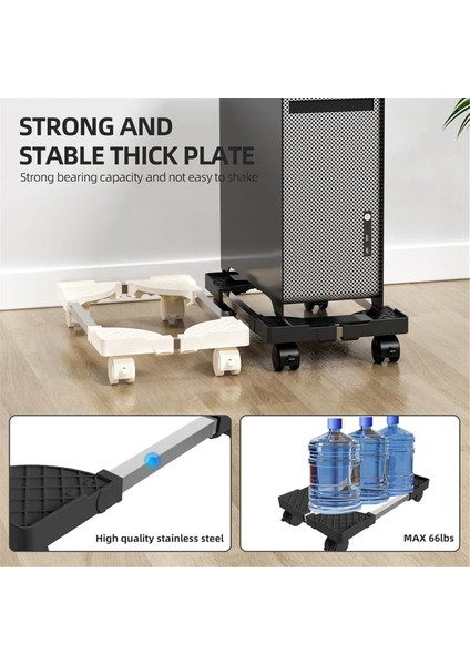 Tower Standı, Ayarlanabilir Mobil Cpu Standı, Cpu Tutucu Pc Tower Standı, Tekerlekli Tekerlekler, Pc Zemin Yükseltici Standı Beyaz (Yurt Dışından)