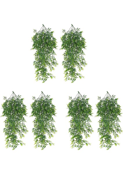 6 Paket Asılı Yapay Bitkiler Bambu Sahte Asılı Bambu Yaprakları Ağlayan Sarkık Bitki Kapalı Açık Duvar Ev Için (Yurt Dışından)