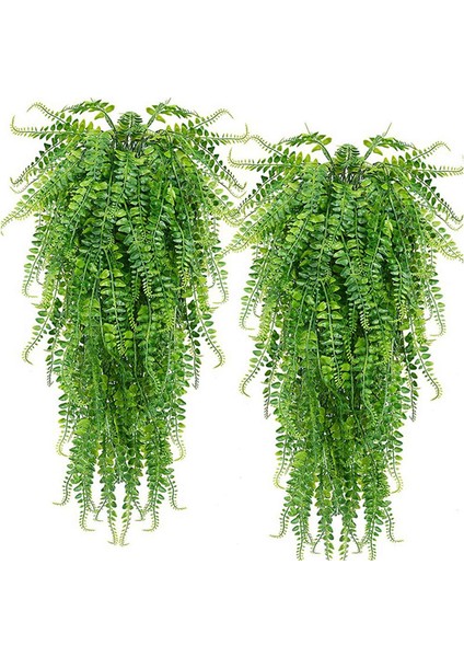 8 Adet Yapay Asılı Eğrelti Otları Bitkiler Asma Sahte Ivy Boston Fern Asılı Bitki Açık Uv Dayanıklı Plastik Bitkiler (Yurt Dışından)