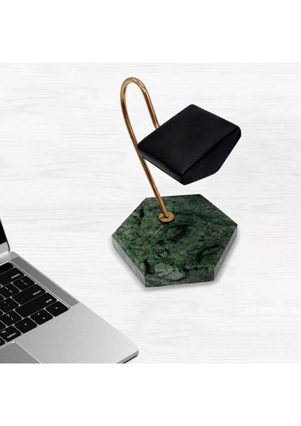 Saat Ekran Standı Yeşil Doğal Mermer Taban Altın Metal Destek Çubuğu Pu Braketi Saat Depolama Ekran Standı (Yurt Dışından)