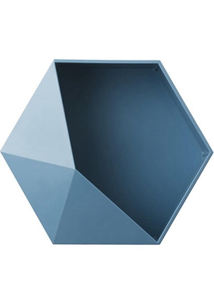 Oturma Odası Duvara Monte Geometrik Yumruksuz Duvar Dekorasyonu Banyo Rafı Oturma Odası Dekorasyonu Depolama Rafı, Mavi (Yurt Dışından)