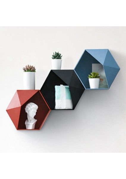 Oturma Odası Duvara Monte Geometrik Yumruksuz Duvar Dekorasyonu Banyo Rafı Oturma Odası Dekorasyonu Depolama Rafı, Mavi (Yurt Dışından) fırsatları