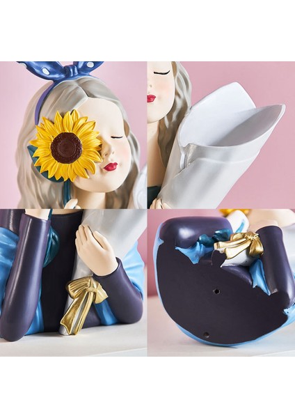 Sevimli Reçine Modern Kız Heykelcik Çiçek Vazo Iskandinav Heykelleri Ev Dekorasyon Aksesuarları Kawaii Yatak Odası Süsler A (Yurt Dışından) fırsatları