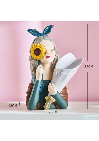 Sevimli Reçine Modern Kız Heykelcik Çiçek Vazo Iskandinav Heykelleri Ev Dekorasyon Aksesuarları Kawaii Yatak Odası Süsler A (Yurt Dışından) indirimleri