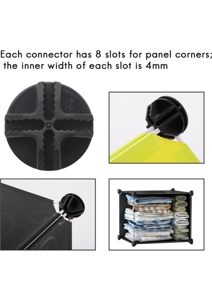 Modüler Düzenleyici Dolap ve Tel Izgara Için Tel Kare Plastik Konnektörler Kare Depolama Rafı Ünitesi, 8'li Set (Siyah) (Yurt Dışından) modelleri