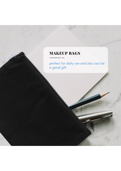 10 Adet Kanvas Fermuarlı Kese Çanta Kanvas Makyaj Çantaları Kalem Kutusu Boş Dıy Zanaat Çanta Seyahat Dıy Zanaat Okulu Için, Siyah (Yurt Dışından) fırsatları