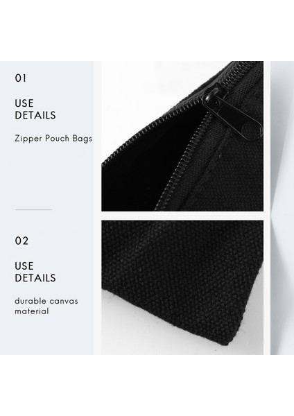 10 Adet Kanvas Fermuarlı Kese Çanta Kanvas Makyaj Çantaları Kalem Kutusu Boş Dıy Zanaat Çanta Seyahat Dıy Zanaat Okulu Için, Siyah (Yurt Dışından) indirimleri