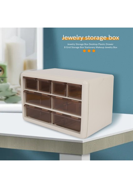 Takı Saklama Kutusu Masaüstü Plastik Çekmece 8 Izgara Saklama Kutusu Kırtasiye Makyaj Mücevher Kutusu (Yurt Dışından) modelleri