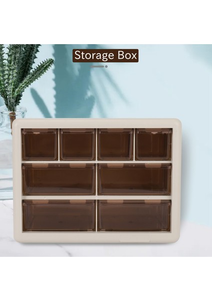 Takı Saklama Kutusu Masaüstü Plastik Çekmece 8 Izgara Saklama Kutusu Kırtasiye Makyaj Mücevher Kutusu (Yurt Dışından) indirimleri
