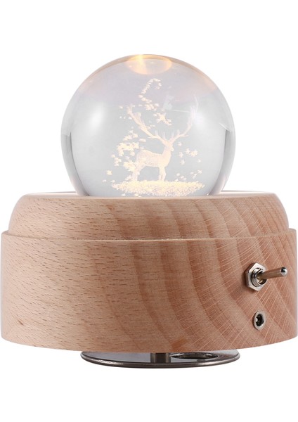 3D Kristal Top Müzik Kutusu Projeksiyon LED Işık ile Geyik Aydınlık Dönen Müzik Kutusu (Yurt Dışından)