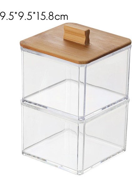 2 Adet Çok Fonksiyonlu Yuvarlak Saklama Kutusu Makyaj Pamuğu Pedleri Çubukla Saklama Kutusu Kozmetik Organizatör Kutusu Bambu Kapaklı (Yurt Dışından) fiyatları