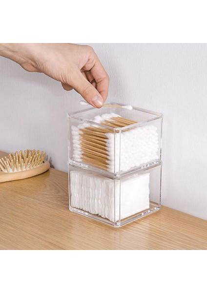 2 Adet Çok Fonksiyonlu Yuvarlak Saklama Kutusu Makyaj Pamuğu Pedleri Çubukla Saklama Kutusu Kozmetik Organizatör Kutusu Bambu Kapaklı (Yurt Dışından) indirimleri