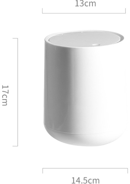 Yuvarlak Plastik Presleme Tipi Çöp Kutusu Kapak Çevirin Çift Katmanlı Çöp Kutuları Masaüstü Çöp Kovası Ev Temizlik Aracı, Beyaz (Yurt Dışından)