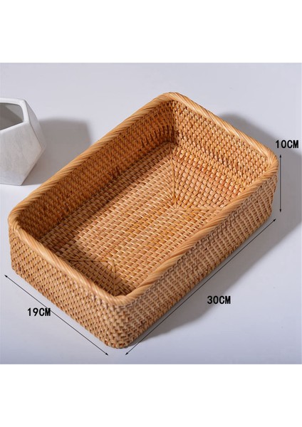 El Dokuma Rattan Hasır Sepet Meyve Çayı Aperatif Ekmek Sepeti Kozmetik Dikdörtgen Saklama Kutusu Ev Mutfak Malzemeleri M (Yurt Dışından)