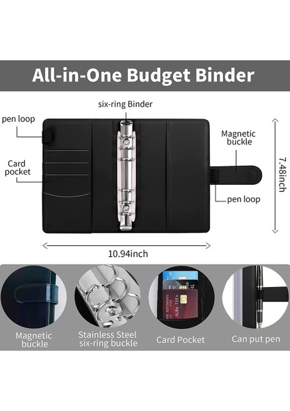 A6 Bütçe Bağlayıcı, Fermuarlı Zarflar, Hesap Makinesi ve Kart Ile, Nakit Doldurma Zarfları Bağlayıcı Için Pu Para Tasarrufu Düzenleyici (Yurt Dışından) indirimleri
