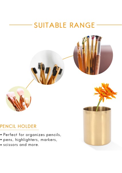 2 Parça Kalem Bardak Tutucu Kalem Pot Makyaj Fırçaları Tutucu Masası Kırtasiye Organizatör Paslanmaz Çelik (Altın) (Yurt Dışından) modelleri