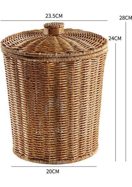 2x Dokuma Sepet Çöp Tenekesi Yuvarlak Rattan Çöp Sepeti Kapaklı Ekici Dokuma Saklama Sepetleri Hasır Çöp Kutusu (Yurt Dışından) modelleri