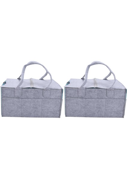 2x Katlanabilir Keçe Bebek Bezi Caddy Organizatör Çıkarılabilir Kapak Saklama Çantası Çocuk Oyuncakları Taşınabilir Çanta Kutusu (Yurt Dışından)