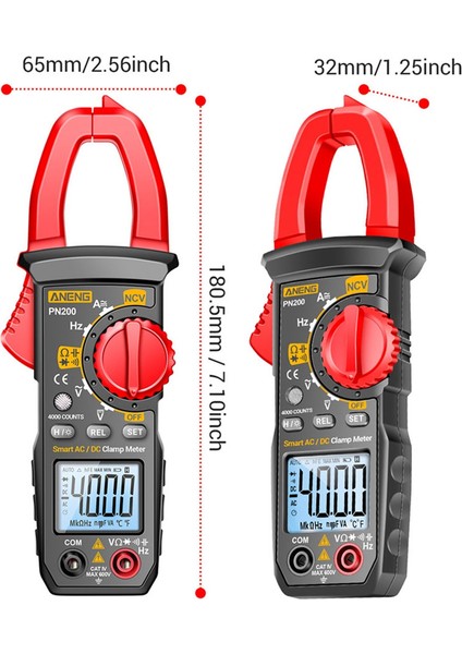 Aneng PN200 Dijital Pens Metre Dc/ac 600A Akım 4000 Sayım Multimetre Ampermetre Gerilim Test Cihazı Araba Hz Kapasite Ncv Ohm Testi (Yurt Dışından) modelleri