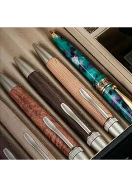 12 Yuvaları Ahşap Kalem Ekran Kutusu Deluxe Kalem Kutusu Anahtarlı Şeffaf Pencere Çeşmesi Depolama Vitrin Organizatör-Koleksiyon (Yurt Dışından)
