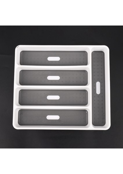 2x Büyük Gri Gümüş Tepsi Çatal Toplama Kabı 5 Bölmeli Yumuşak Kavrama Plastik Saklama Kutusu Sofra Için (Yurt Dışından) fırsatları