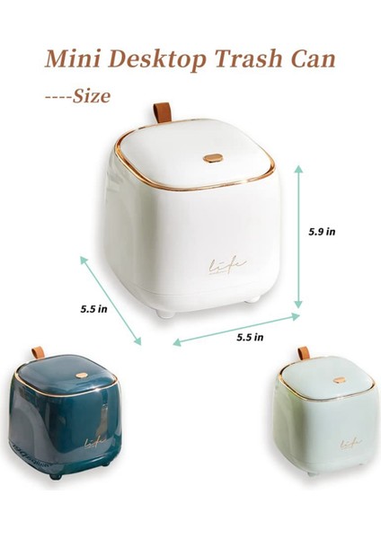 Mini Tezgah Üstü Çöp Kovası, Pres Tipi Kapaklı Çöp Kovası, 0,5 Galon/1,5 Litre Çöp Sepeti Çöp Kovası Dispenseri, Yeşil (Yurt Dışından) fırsatları