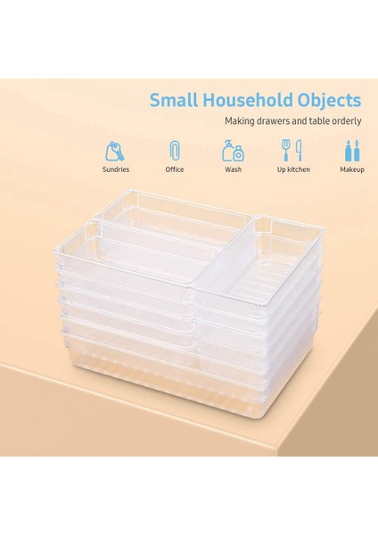 3 Boyutlu Şeffaf Plastik Saklama Kutuları ile 24 Masa Çekmece Organizatör Tepsisi Seti Ofis Için Bölücü Makyaj Organizatör (Yurt Dışından)