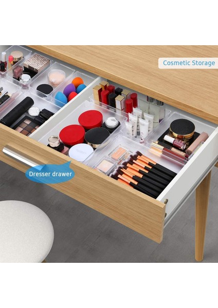 3 Boyutlu Şeffaf Plastik Saklama Kutuları ile 24 Masa Çekmece Organizatör Tepsisi Seti Ofis Için Bölücü Makyaj Organizatör (Yurt Dışından) modelleri