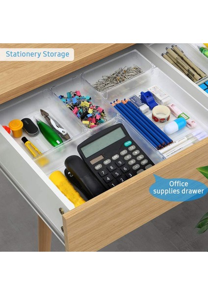 3 Boyutlu Şeffaf Plastik Saklama Kutuları ile 24 Masa Çekmece Organizatör Tepsisi Seti Ofis Için Bölücü Makyaj Organizatör (Yurt Dışından) fırsatları