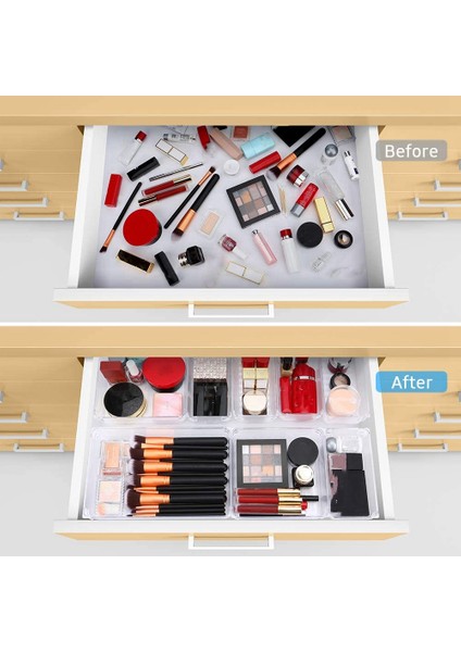 3 Boyutlu Şeffaf Plastik Saklama Kutuları ile 24 Masa Çekmece Organizatör Tepsisi Seti Ofis Için Bölücü Makyaj Organizatör (Yurt Dışından) indirimleri