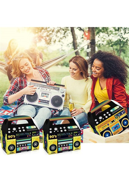 90S Parti Süslemeleri Yenilik Boom Favor Kutusu Temalı Vintage Süslemeleri Şeker Masa Süslemeleri, 90S 24 Adet (Yurt Dışından) indirimleri