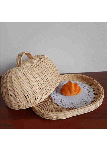 2x Rattan Depolama Tepsisi, Kapaklı, El Dokuma Hasır Sepetler, Ekmek Meyve Gıda Kahvaltı Teşhir Kutusu, Yiyecek, Meyve, Vb Için (Yurt Dışından) modelleri