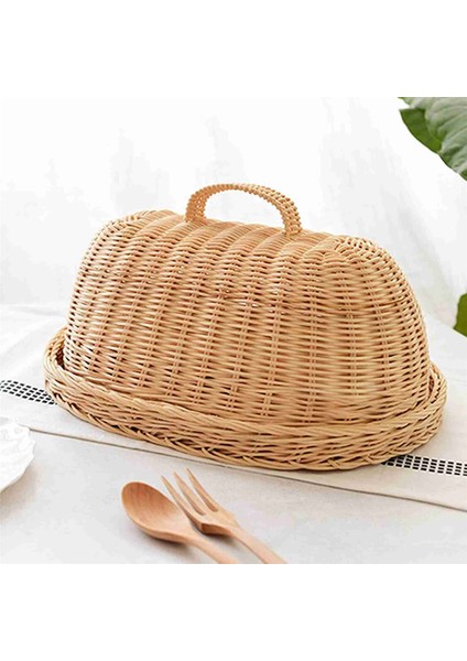 2x Rattan Depolama Tepsisi, Kapaklı, El Dokuma Hasır Sepetler, Ekmek Meyve Gıda Kahvaltı Teşhir Kutusu, Yiyecek, Meyve, Vb Için (Yurt Dışından) indirimleri