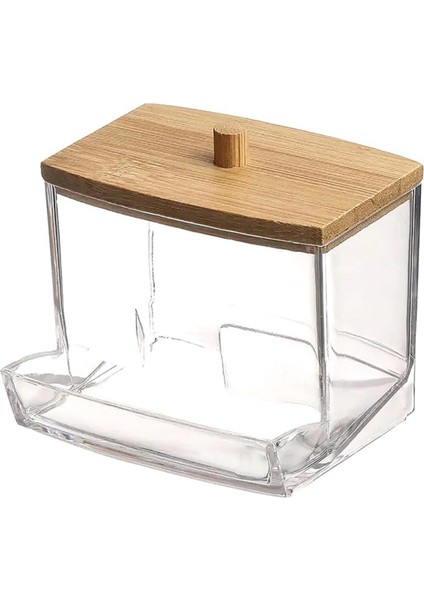 2 Adet Akrilik Pamuklu Çubuk Kutusu, Banyoda Bambu Kapaklı, Banyo Tezgahı, Pamuklu Çubuk Depolama Tankı (Yurt Dışından)