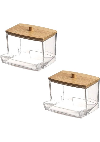 2 Adet Akrilik Pamuklu Çubuk Kutusu, Banyoda Bambu Kapaklı, Banyo Tezgahı, Pamuklu Çubuk Depolama Tankı (Yurt Dışından) fiyatları