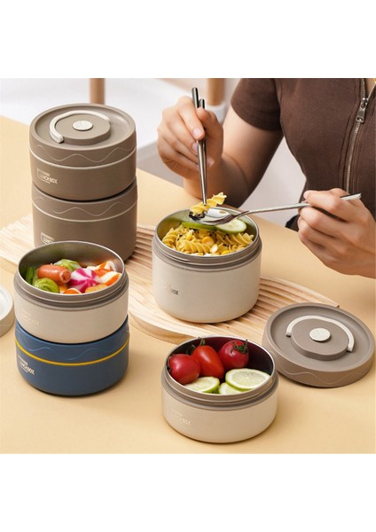 Gıda Sıcak Öğle Yemeği Kabı, Paslanmaz Çelik Termal Öğle Yemeği Kabı Taşınabilir Termal Bento Kutusu Gıda Kabı Bej C (Yurt Dışından) fırsatları