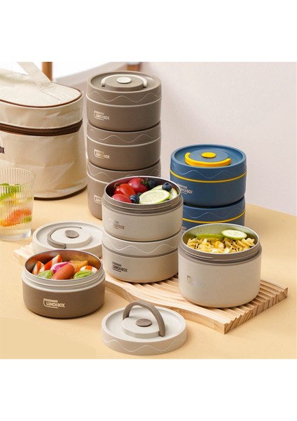 Gıda Sıcak Öğle Yemeği Kabı, Paslanmaz Çelik Termal Öğle Yemeği Kabı Taşınabilir Termal Bento Kutusu Gıda Kabı Bej C (Yurt Dışından) indirimleri