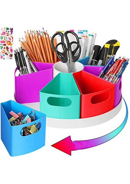 Çocuklar Için Dönen Masa Düzenleyici, Marker Crayon Masaüstü Evde Okul Ofis Malzemeleri Için Sanat Kaynağı Depolama Organizatör (Yurt Dışından)