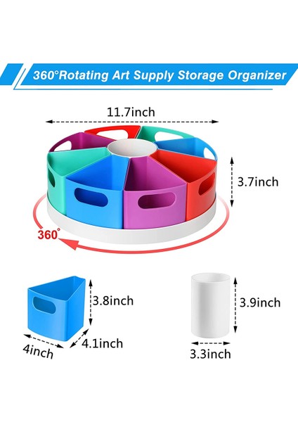 Çocuklar Için Dönen Masa Düzenleyici, Marker Crayon Masaüstü Evde Okul Ofis Malzemeleri Için Sanat Kaynağı Depolama Organizatör (Yurt Dışından) fiyatları