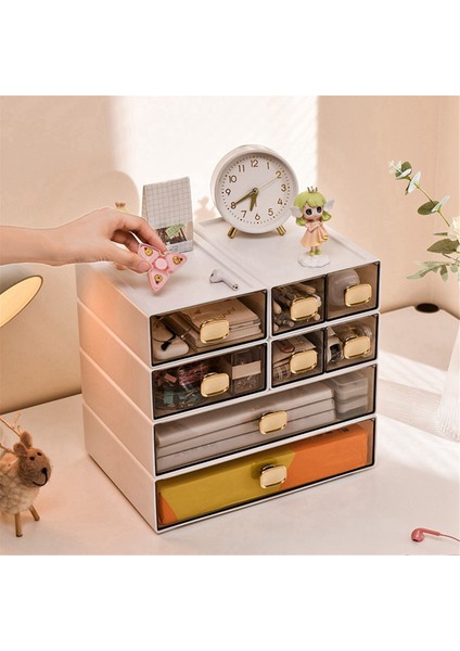 8016 Masaüstü Ins Çok Yığılmış Saklama Kutusu Yurt Masası Şeffaf Çekmece Öğrenci Kırtasiye Ofis Küçük El Kitabı (Yurt Dışından) indirimleri