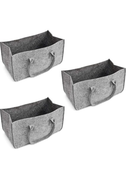 3x Keçe Çanta, Keçe Saklama Çantası Büyük Kapasiteli Günlük Alışveriş Çantası - Gri (Yurt Dışından)