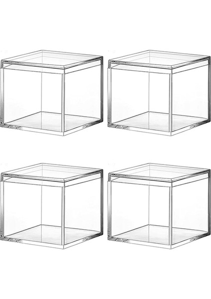 16 Adet Şeffaf Akrilik Plastik Kare Kare Mücevher Kutusu Mini Saklama Kutusu Kapaklı Mini Kare Konteyner 120 ml (Yurt Dışından) fiyatları