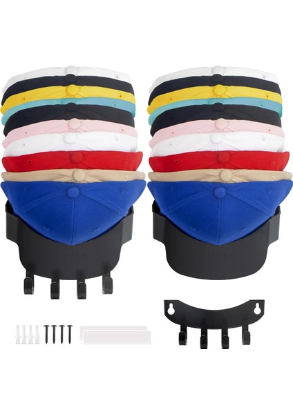 Duvar Için 2 Paket Şapka Askısı, Beyzbol Şapkaları Için Şapka Düzenleyici, Kancalı Beyzbol Şapkaları Için 2'si 1 Arada Şapka Rafları (Yurt Dışından) indirimleri