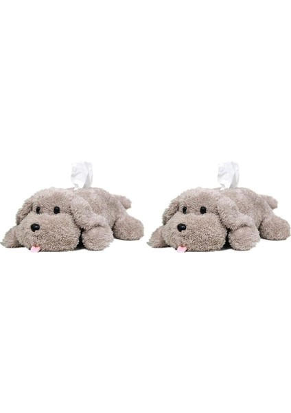 2x Peluş Köpek Oyuncak Doku Tutucu Karikatür Doku Klozet Kapağı Örtüsü Tutucu Peçete Kutusu Kağıt Saklama Kutusu (Yurt Dışından)