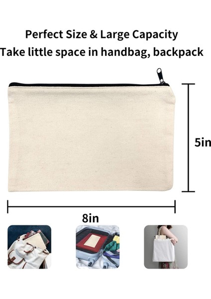 108 Adet Kanvas Fermuarlı Çanta Kalem Kutusu Kozmetik Çantası Boş Çanta Dıy Zanaat Çantası Kozmetik Çantası Kozmetik Çantası Dıy Zanaat Okul (Yurt Dışından)