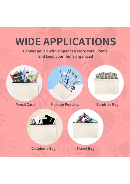 108 Adet Kanvas Fermuarlı Çanta Kalem Kutusu Kozmetik Çantası Boş Çanta Dıy Zanaat Çantası Kozmetik Çantası Kozmetik Çantası Dıy Zanaat Okul (Yurt Dışından) modelleri