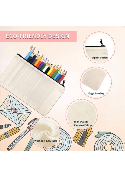 108 Adet Kanvas Fermuarlı Çanta Kalem Kutusu Kozmetik Çantası Boş Çanta Dıy Zanaat Çantası Kozmetik Çantası Kozmetik Çantası Dıy Zanaat Okul (Yurt Dışından) fırsatları
