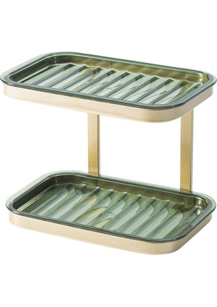 Hafif Lüks Sabun Kutusu Duvara Monte Edilebilir Yumruksuz Banyo Sabunu Rafı Çok Fonksiyonlu Depolama Rafı (Koyu Yeşil Altın) (Yurt Dışından)