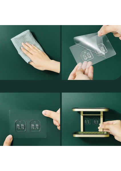 Hafif Lüks Sabun Kutusu Duvara Monte Edilebilir Yumruksuz Banyo Sabunu Rafı Çok Fonksiyonlu Depolama Rafı (Koyu Yeşil Altın) (Yurt Dışından) fiyatları