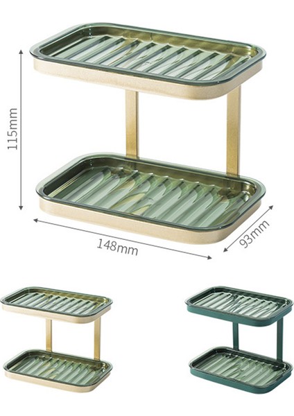 Hafif Lüks Sabun Kutusu Duvara Monte Edilebilir Yumruksuz Banyo Sabunu Rafı Çok Fonksiyonlu Depolama Rafı (Koyu Yeşil Altın) (Yurt Dışından) modelleri